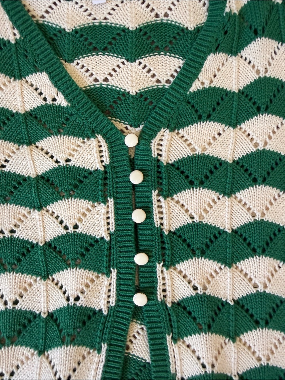 Misa Los Angeles Green and Cream Knit Skirt, Cardigan & Bralette Set - Picture 13 of 14
